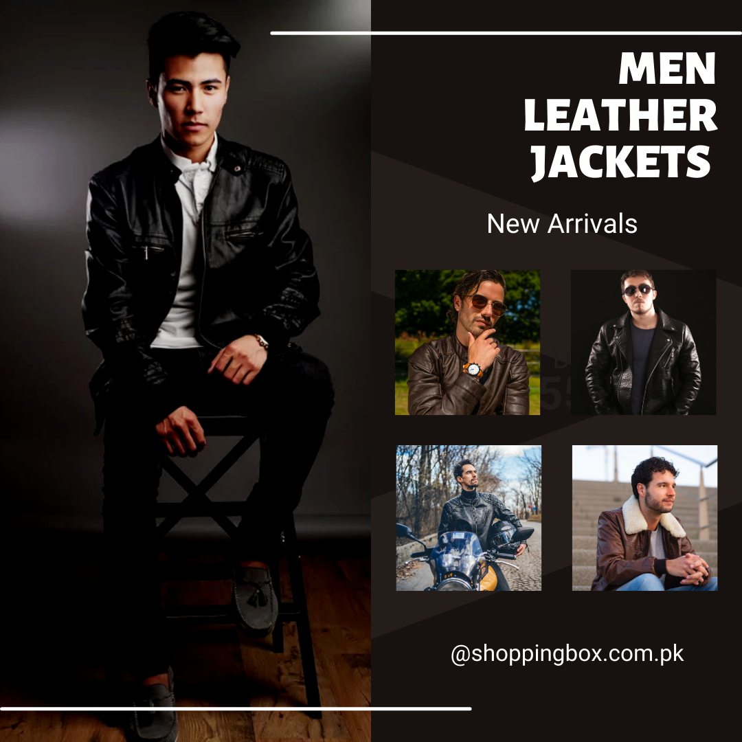 Men’s leather jackets in Pakistan – bomber, biker & winter jackets in faux leather – stylish outerwear at Shopping Box
