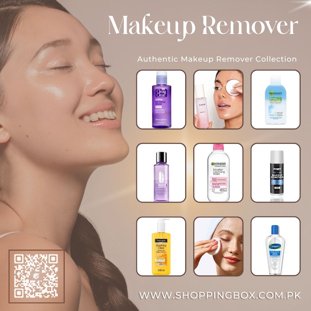 Micellar water and makeup remover bottles – gentle facial cleansers for all skin types – available in Pakistan at Shopping Box