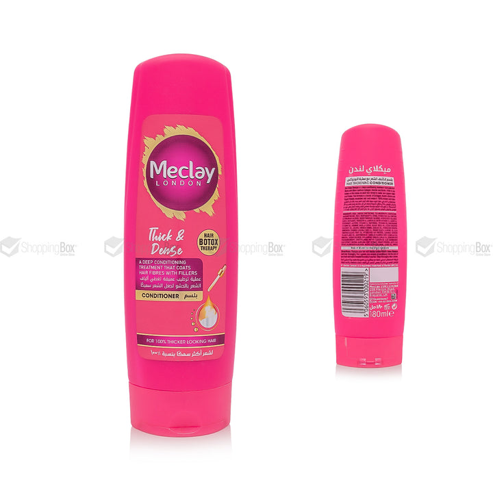 Meclay Thick & Dense Conditioner 180ml front and back view in pink bottle