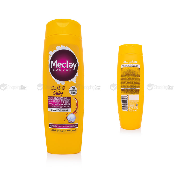 Meclay Soft & Silky Shampoo 360ml front and back packaging