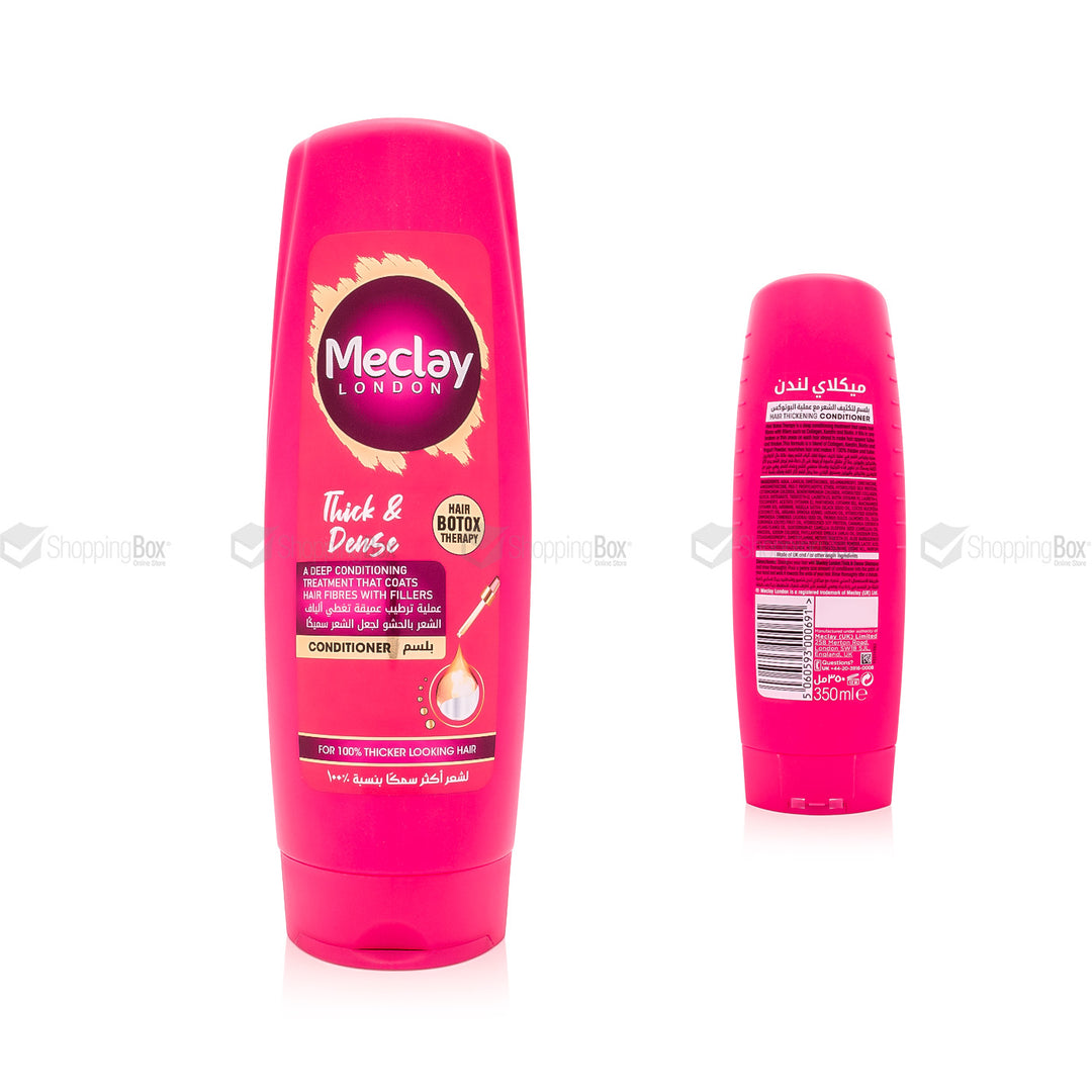 Meclay Thick & Dense Conditioner 350ml front and back in pink bottle