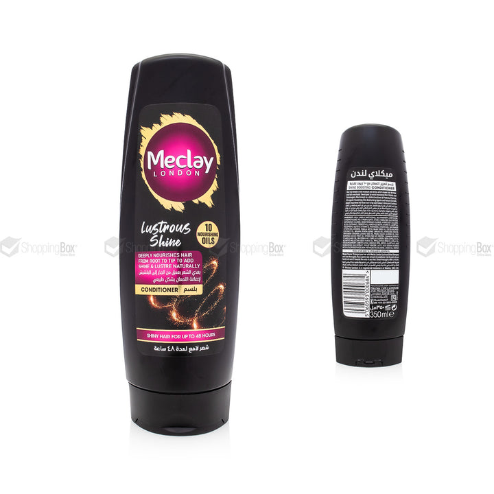 Meclay London hair care product with front and back views on a white background