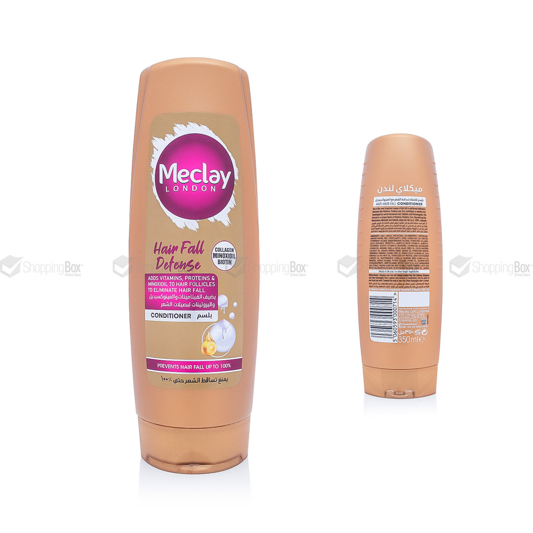 Meclay London Hair Fall Defense conditioner bottle on a white background