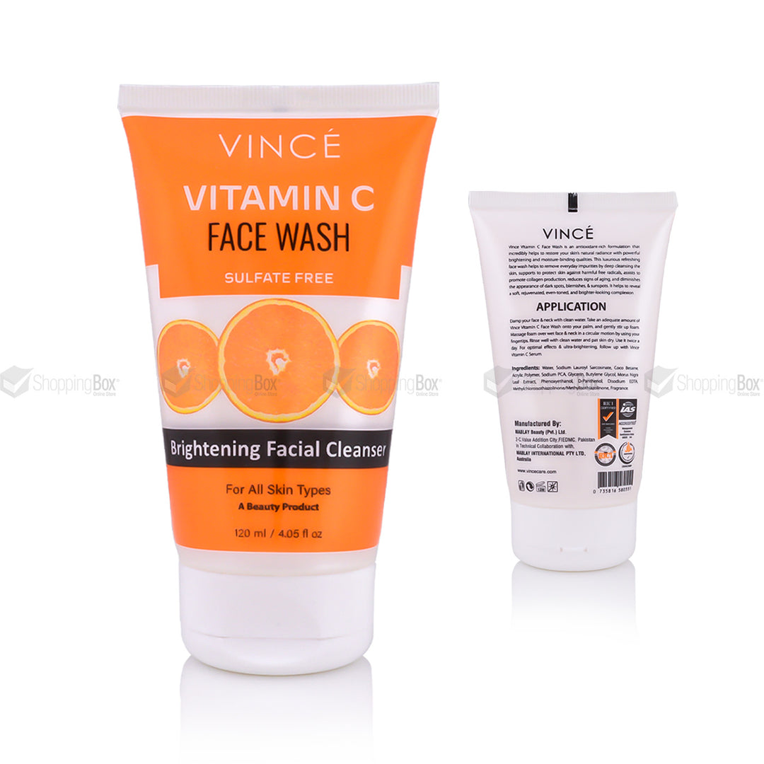 Vince Vitamin C Face Wash 120ml front tube with citrus design