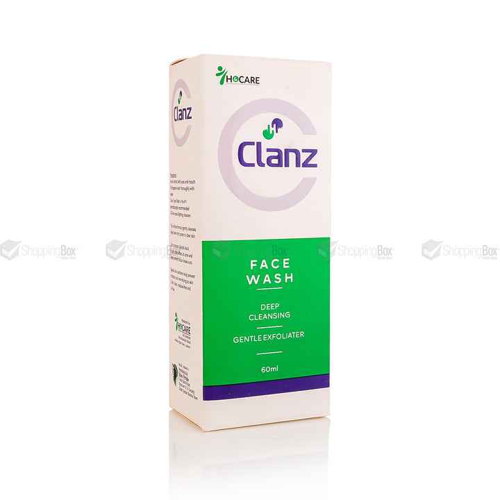 Clanz Face Wash 60ml outer box front packaging