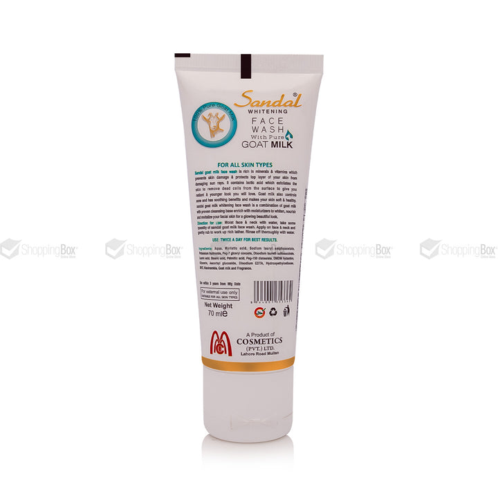 Tube of Sandal Face Wash with Goat Milk on a white background