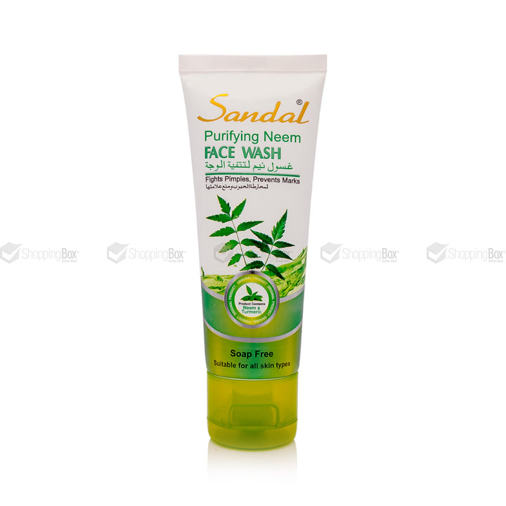 Tube of Sandal Purifying Neem Face Wash on a white background