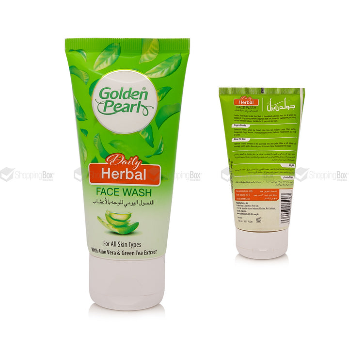 Golden Pearl Daily Herbal Face Wash 150ml front – Aloe Vera & Green Tea