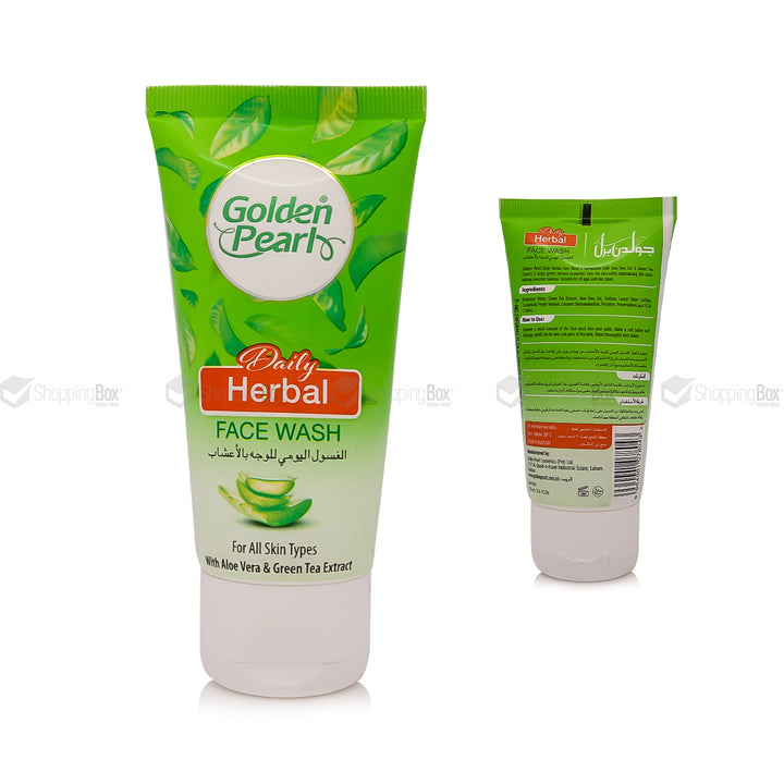 Golden Pearl Daily Herbal Face Wash 75ml front and back side - Shopping Box