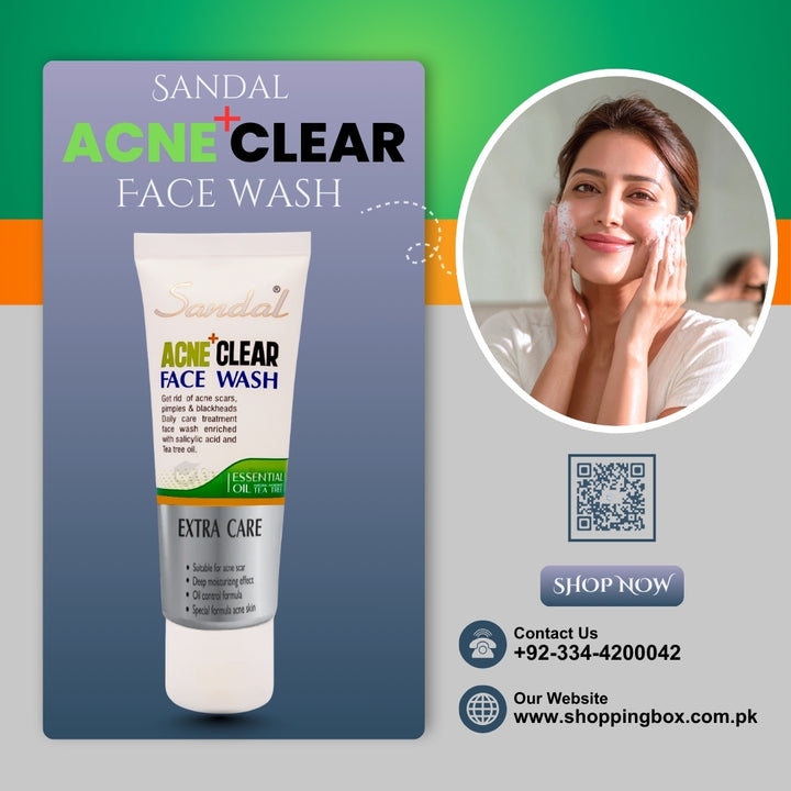 Sandal Acne Clear Face Wash tube front view – Shopping Box studio image