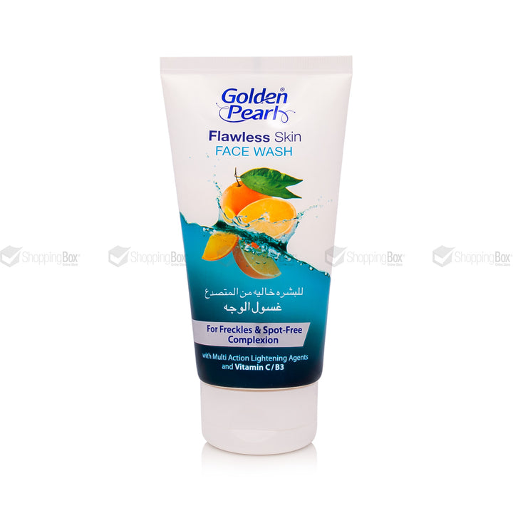 Tube of Golden Pearl Flawless Skin Face Wash on a white background
