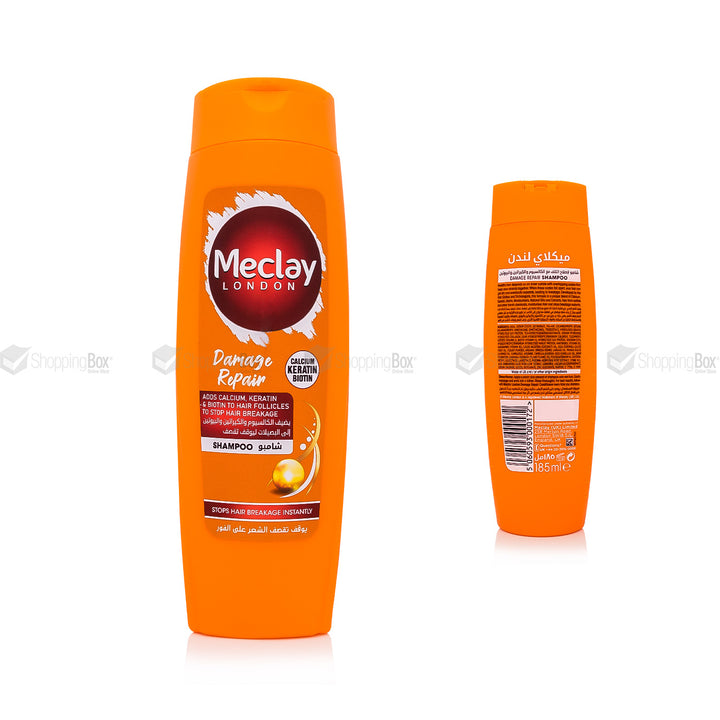 Meclay London Damage Repair Shampoo 185ml – front and back bottle on white