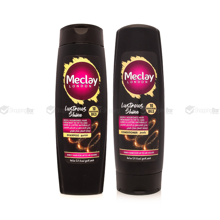 Meclay London Lustrous Shine Shampoo and Conditioner Bundle – Front View – Available at Shopping Box
