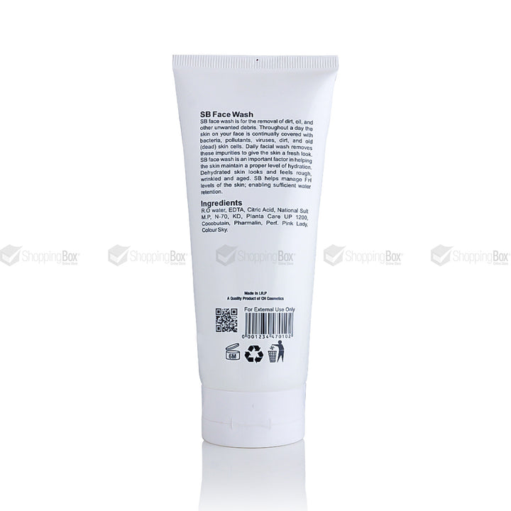 SB Face Wash 200ml tube back label β Whitening daily cleanser