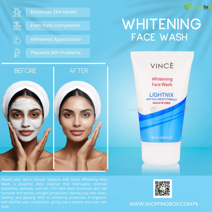 Vince Whitening Face Wash 120ml front tube with blue design