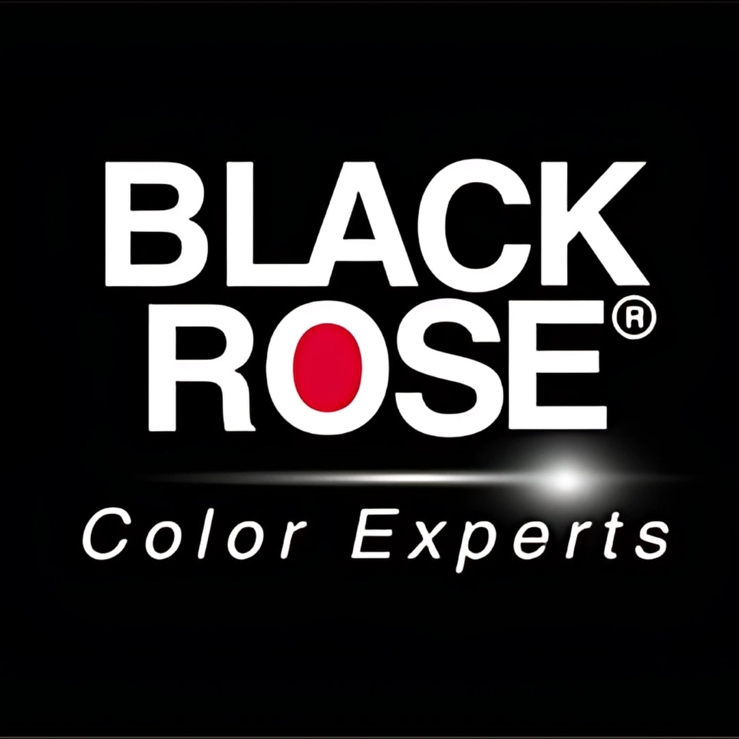 Black Rose Hair Color official logo – white text on black background with red “O”, tagline Color Experts, premium hair dye brand in Pakistan
