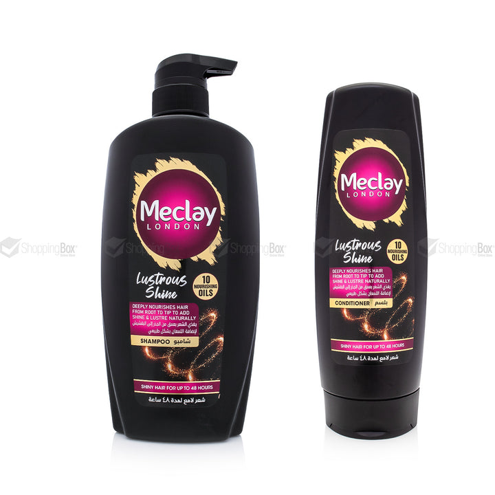 Meclay Lustrous Shine Shampoo 660ml pump and Conditioner 350ml bundle front view