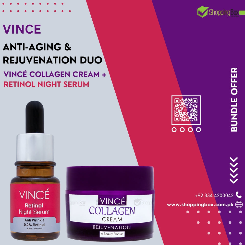 Vincé Collagen Cream and Retinol Night Serum Anti-Aging Duo – Original Pakistani Skincare Set at Shopping Box