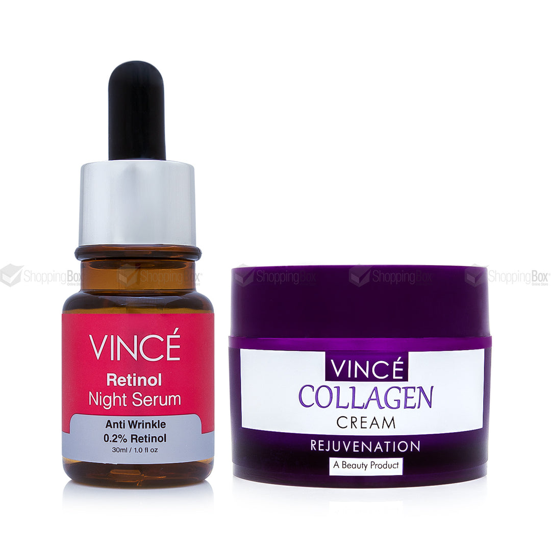 Vincé Collagen Cream and Retinol Night Serum Anti-Aging Duo – Original Pakistani Skincare Set at Shopping Box