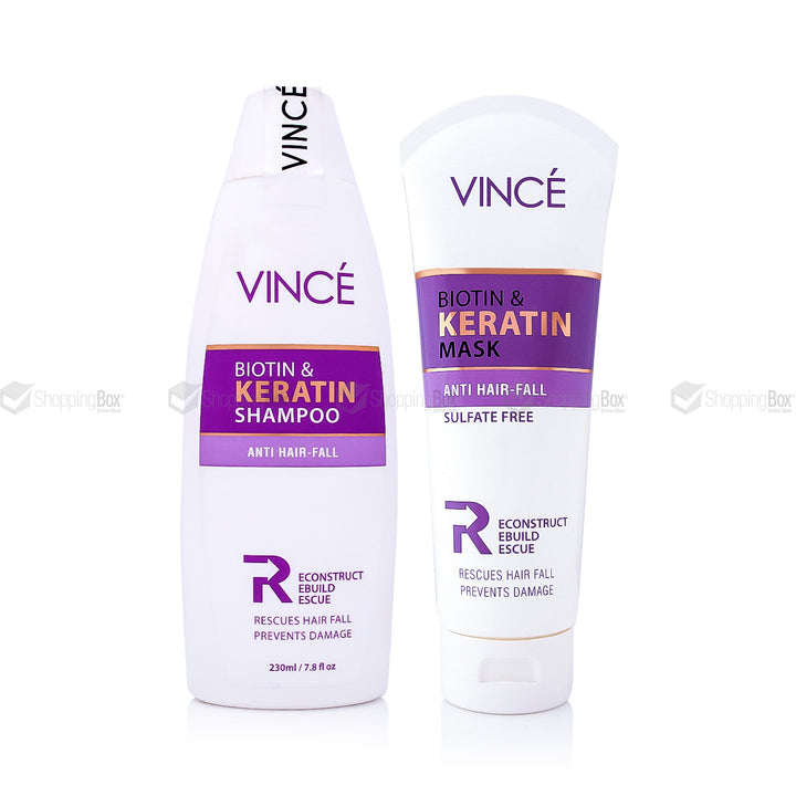 Vince Biotin & Keratin Shampoo and Hair Mask Bundle – Original Hair Repair Set in Pakistan at Shopping Box