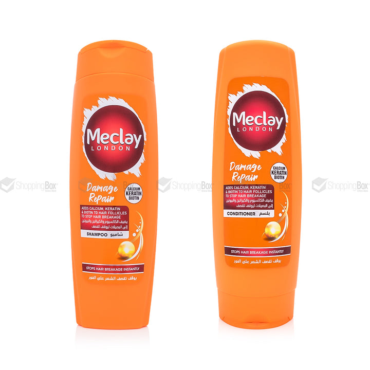 Meclay Damage Repair Shampoo 360ml and Conditioner 350ml bundle front view Shopping Box