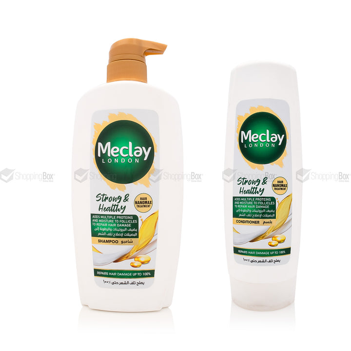 Meclay Strong & Healthy Shampoo 660ml and Conditioner 350ml bundle front view