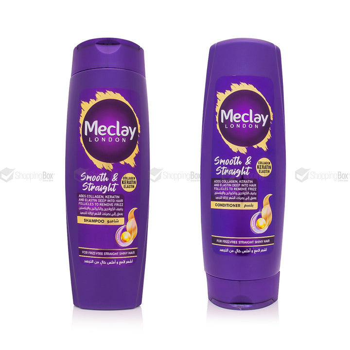 Meclay Smooth & Straight Shampoo 360ml and Conditioner 350ml bundle front view