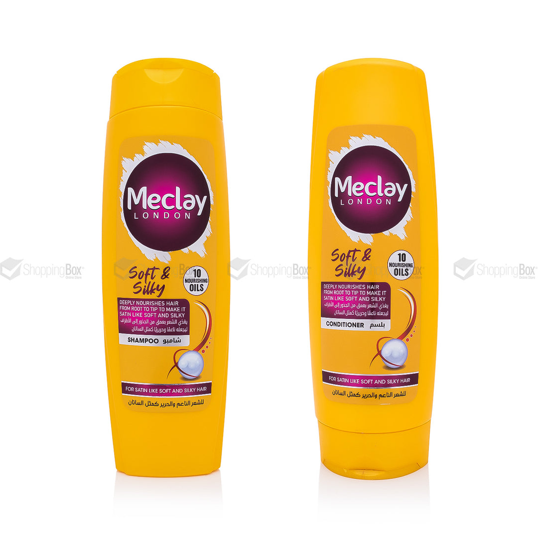 Meclay Soft & Silky Shampoo 360ml and Conditioner 350ml bundle front view