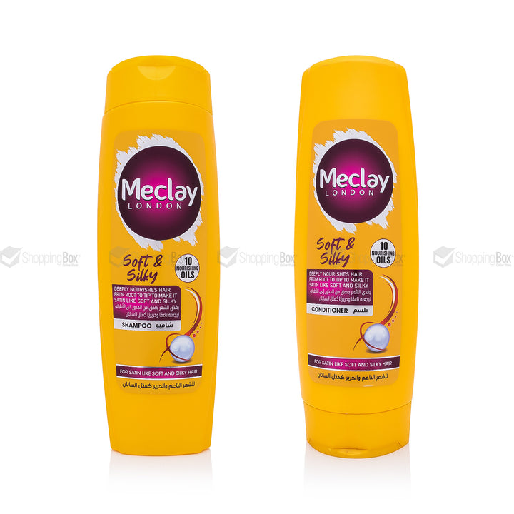 Meclay Soft & Silky Shampoo 360ml and Conditioner 350ml bundle front view