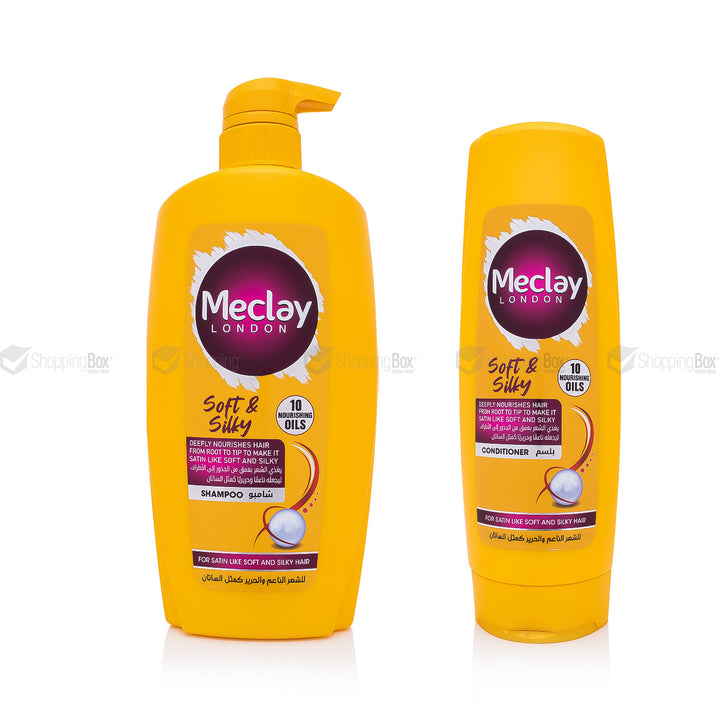 Meclay Soft & Silky Shampoo 660ml pump bottle and Conditioner 350ml bundle