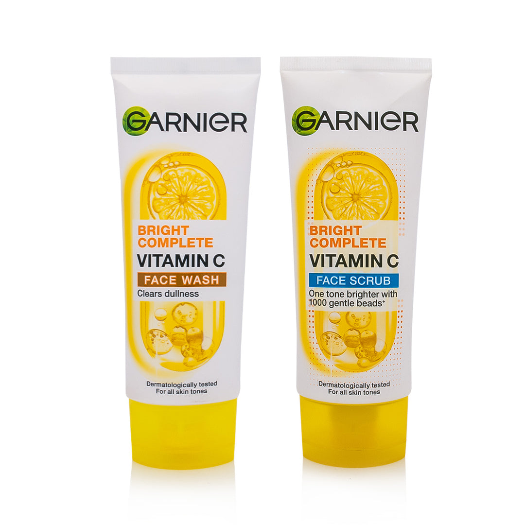 Garnier Bright Complete Vitamin C Face Wash and Face Scrub Combo