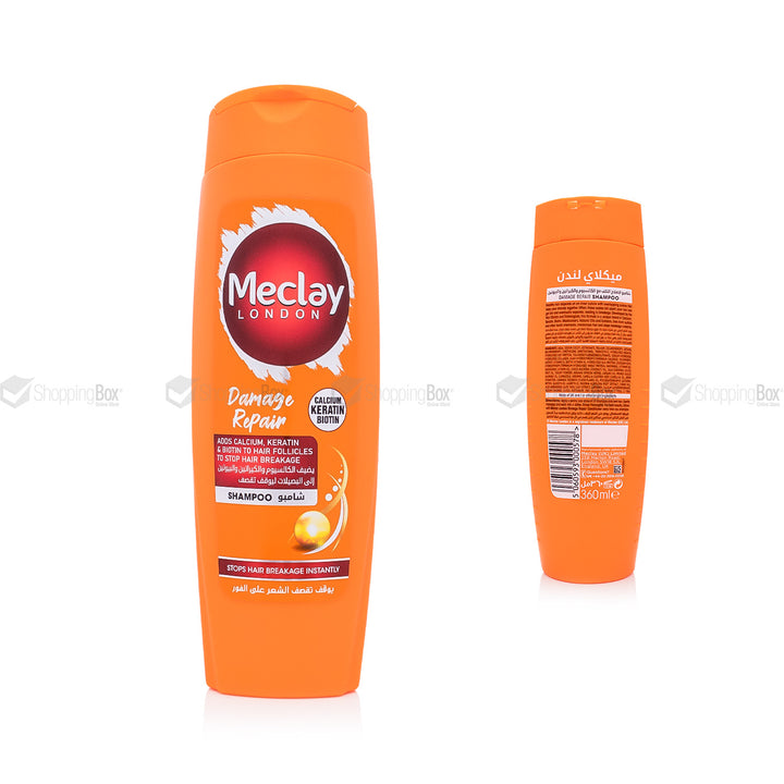 Meclay Damage Repair Shampoo 360ml  front and back label details 