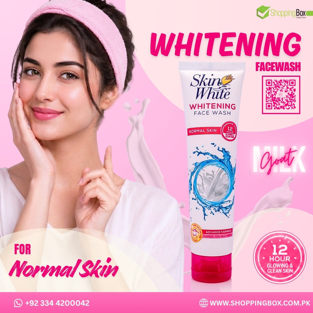 Promotional image of Skin White Whitening Face Wash 100ml for normal skin care
