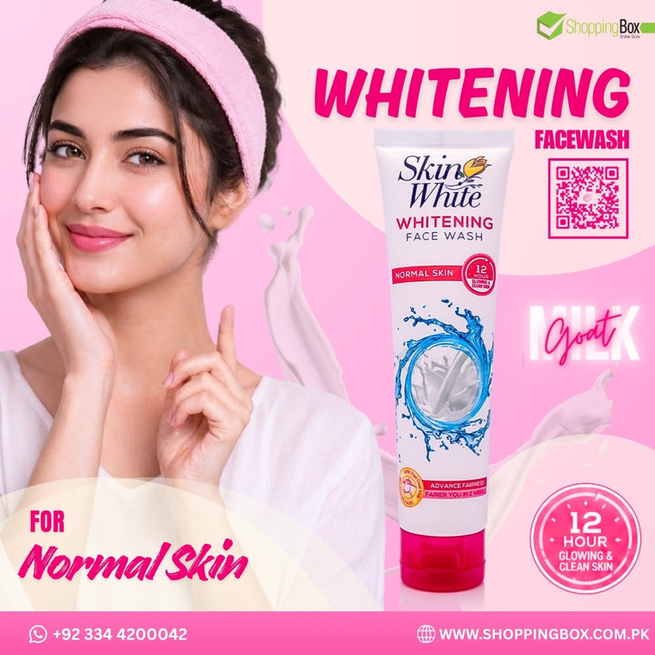 Promotional image of Skin White Whitening Face Wash 100ml for normal skin care