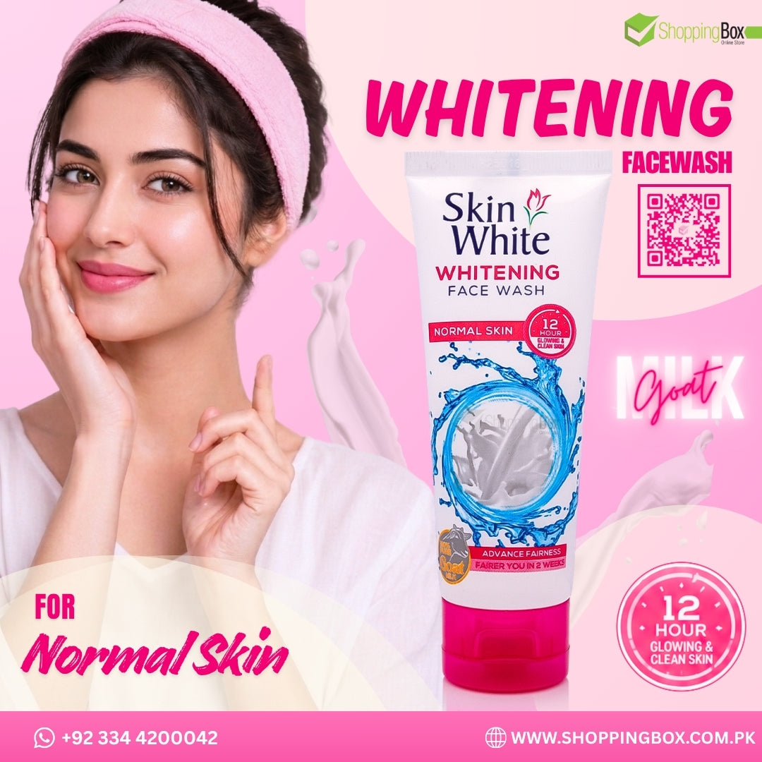 Promotional image of Skin White Whitening Face Wash 60ml for normal skin care