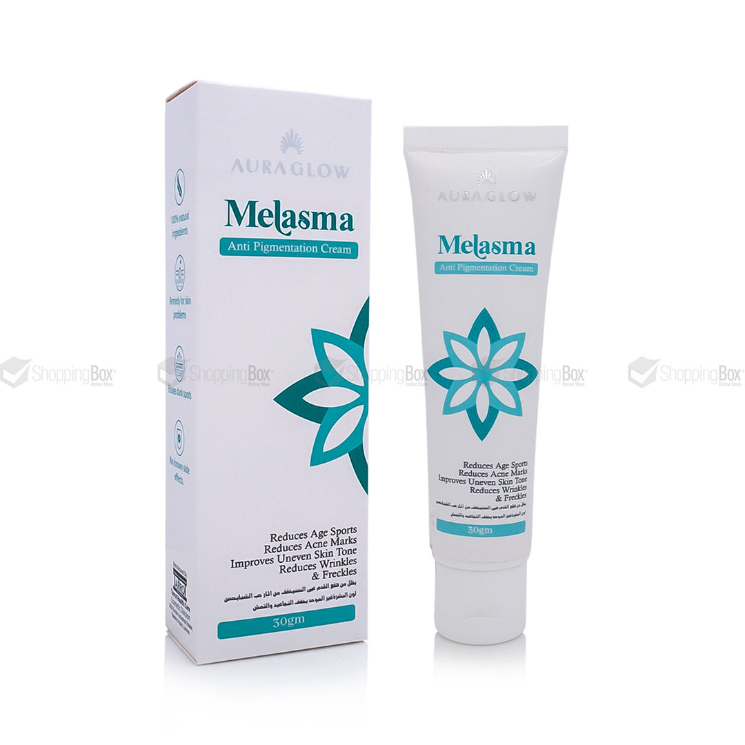 Aura Glow Melasma Anti Pigmentation Cream 30gm front packaging