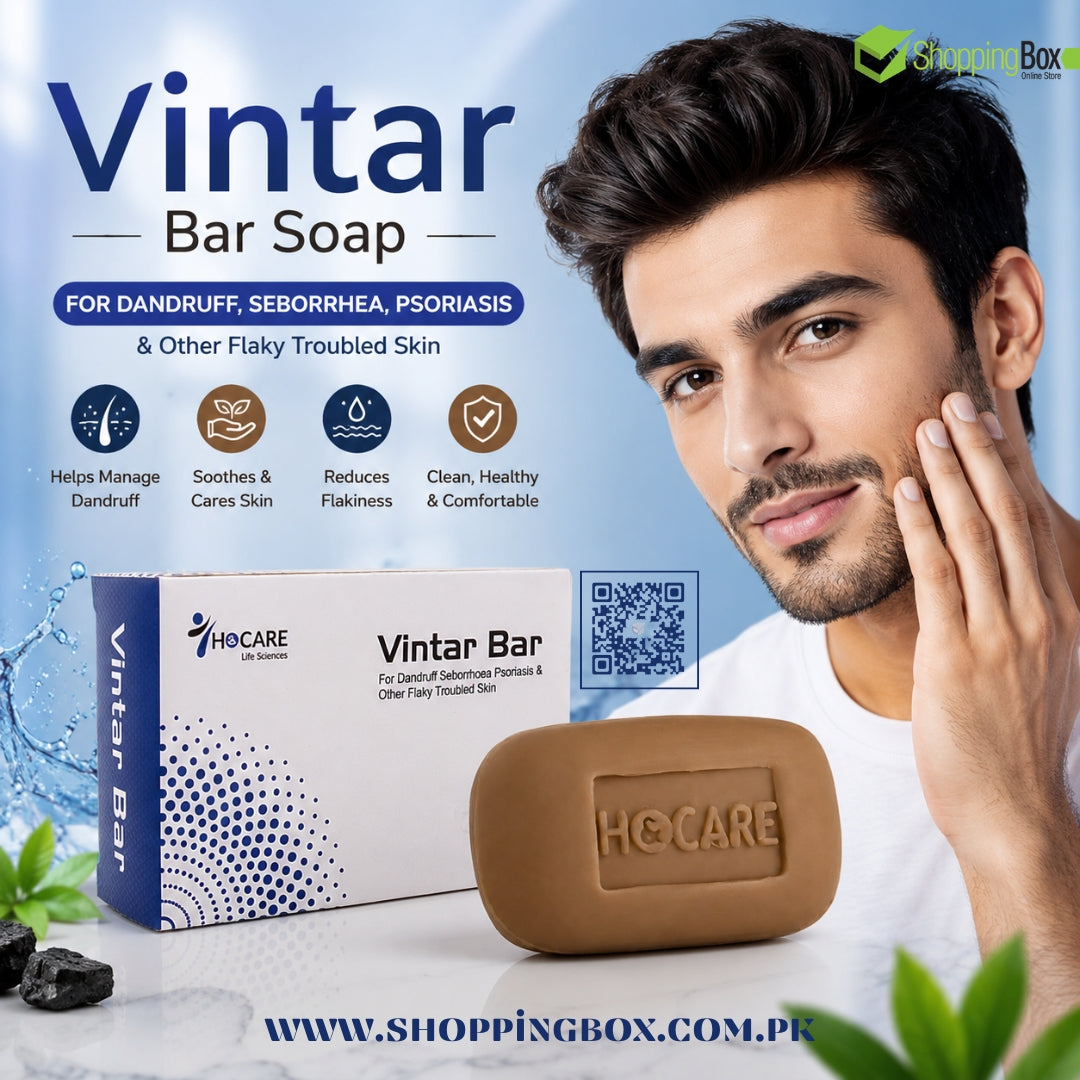 Vintar Bar Soap back packaging with user modeling for Shopping Box