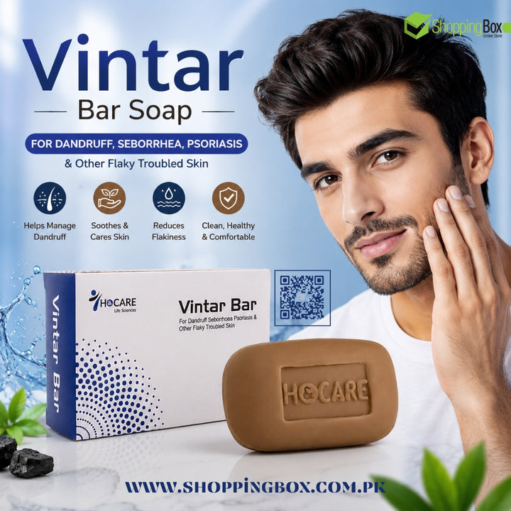 Vintar Bar Soap back packaging with user modeling for Shopping Box