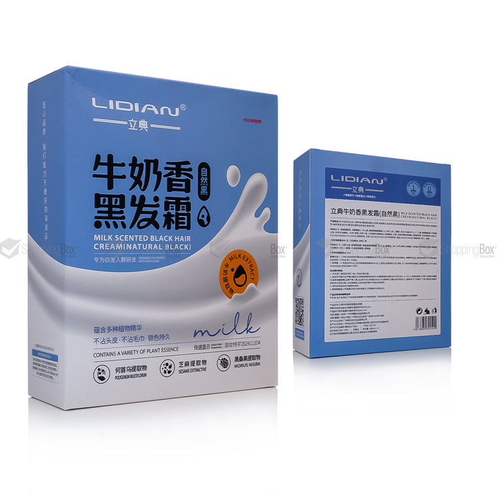 LIDIAN milk scented black hair dye front view available at Shopping Box.