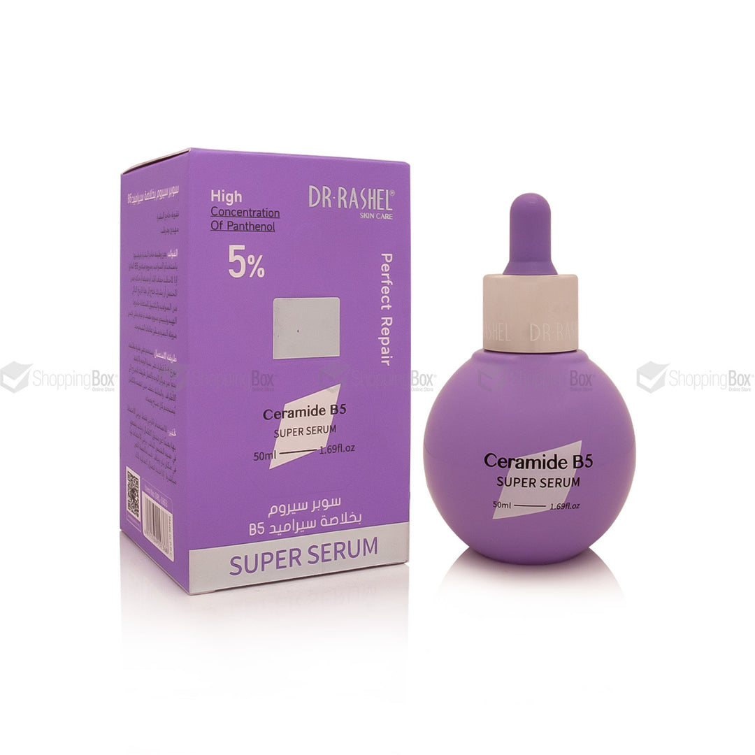 Front packaging of Dr Rashel Ceramide B5 Super Serum showing 5% Panthenol label