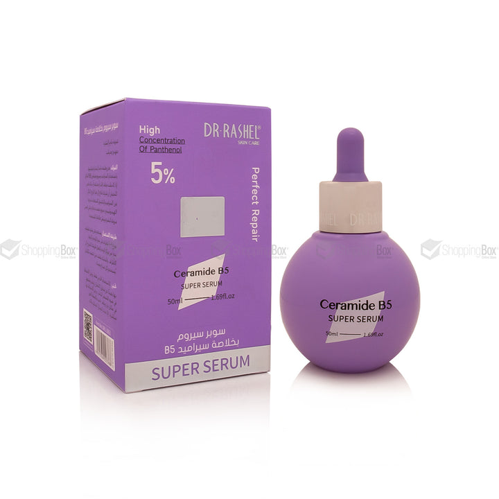 Front packaging of Dr Rashel Ceramide B5 Super Serum showing 5% Panthenol label