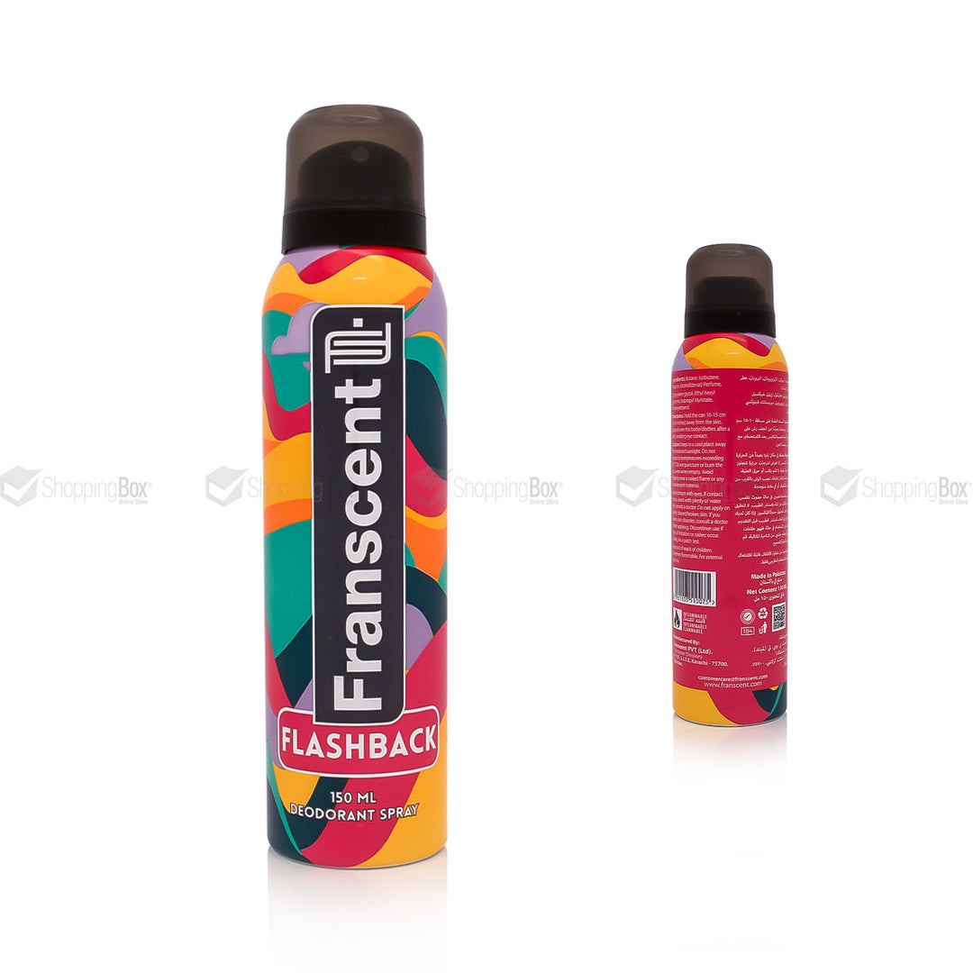 Franscent Flashback Deodorant Spray 150ml colorful front can packaging