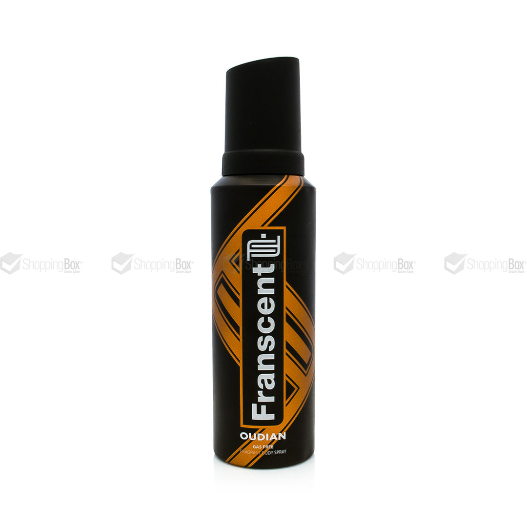 Franscent Oudian Gas Free Fragrant Body Spray 120ml black bottle front view
