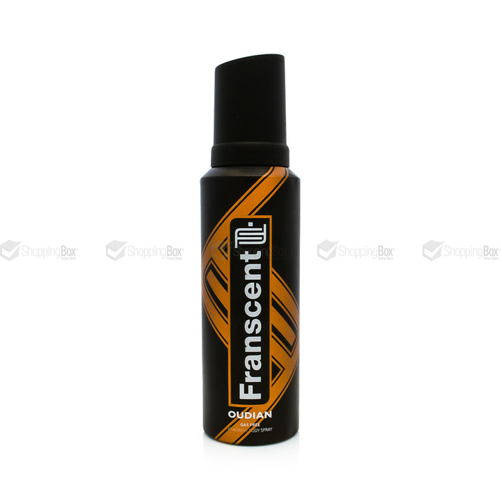 Franscent Oudian Gas Free Fragrant Body Spray 120ml black bottle front view