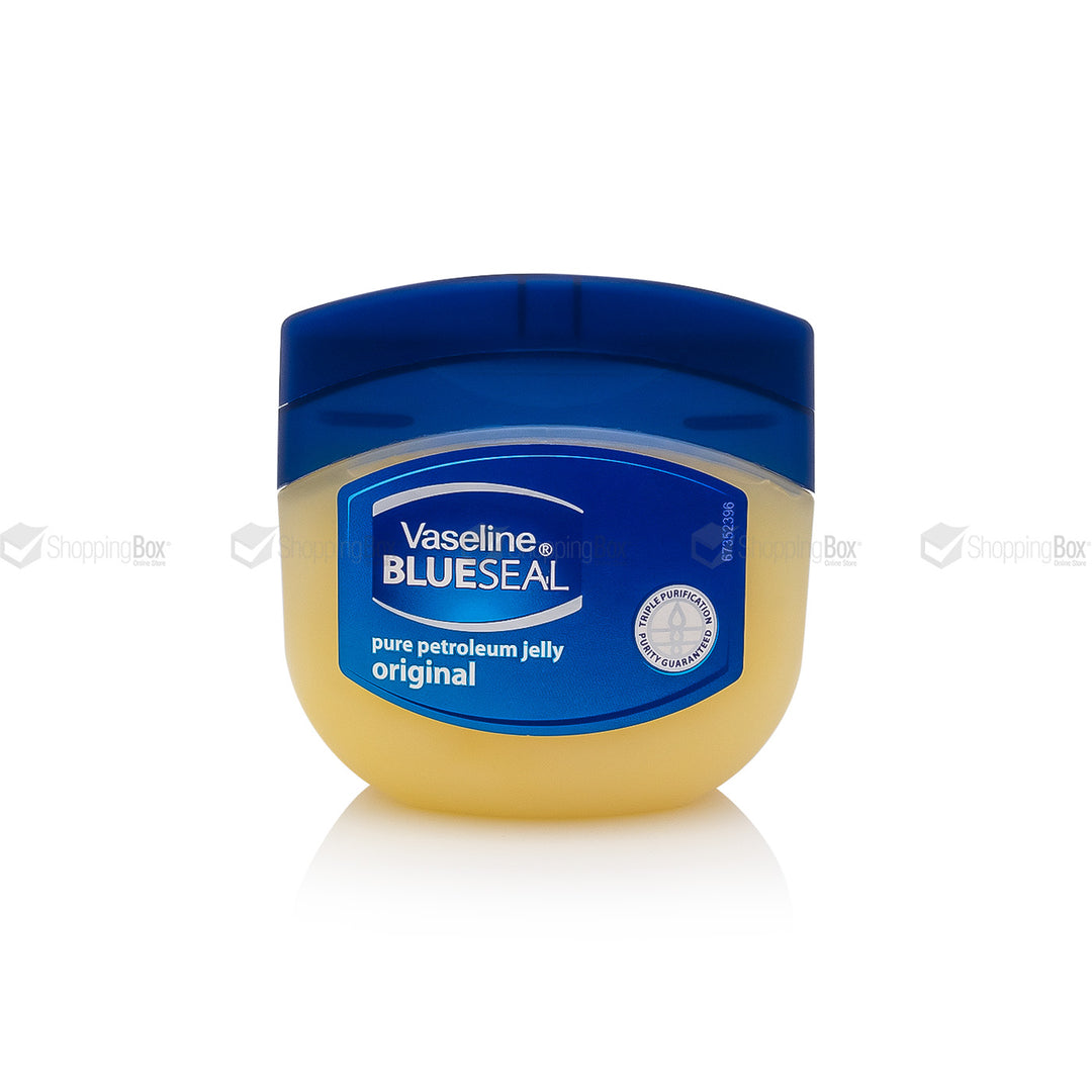 Vaseline Blue Seal jar on a white background