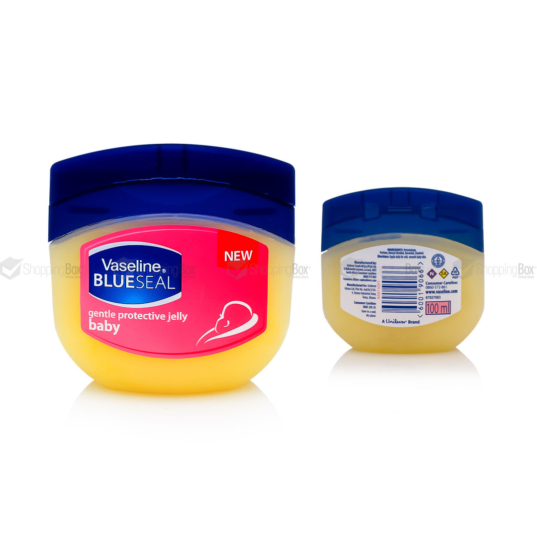 Front view of Vaseline Blue Seal Gentle Protective Baby Jelly 100ml original packaging