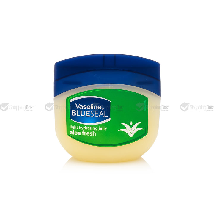 Vaseline Blue Seal aloe fresh jelly jar on a white background
