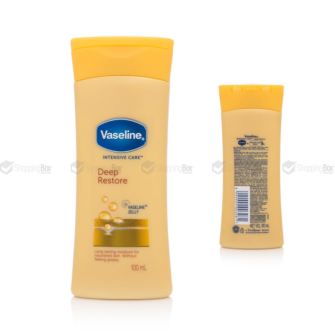 Vaseline Intensive Care Deep Restore lotion bottle on a white background