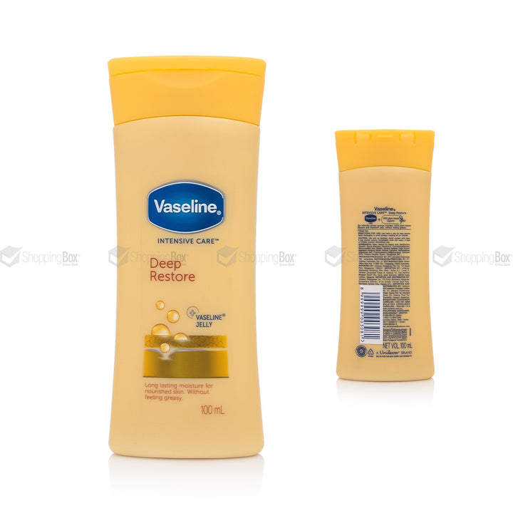 Vaseline Intensive Care Deep Restore lotion bottle on a white background