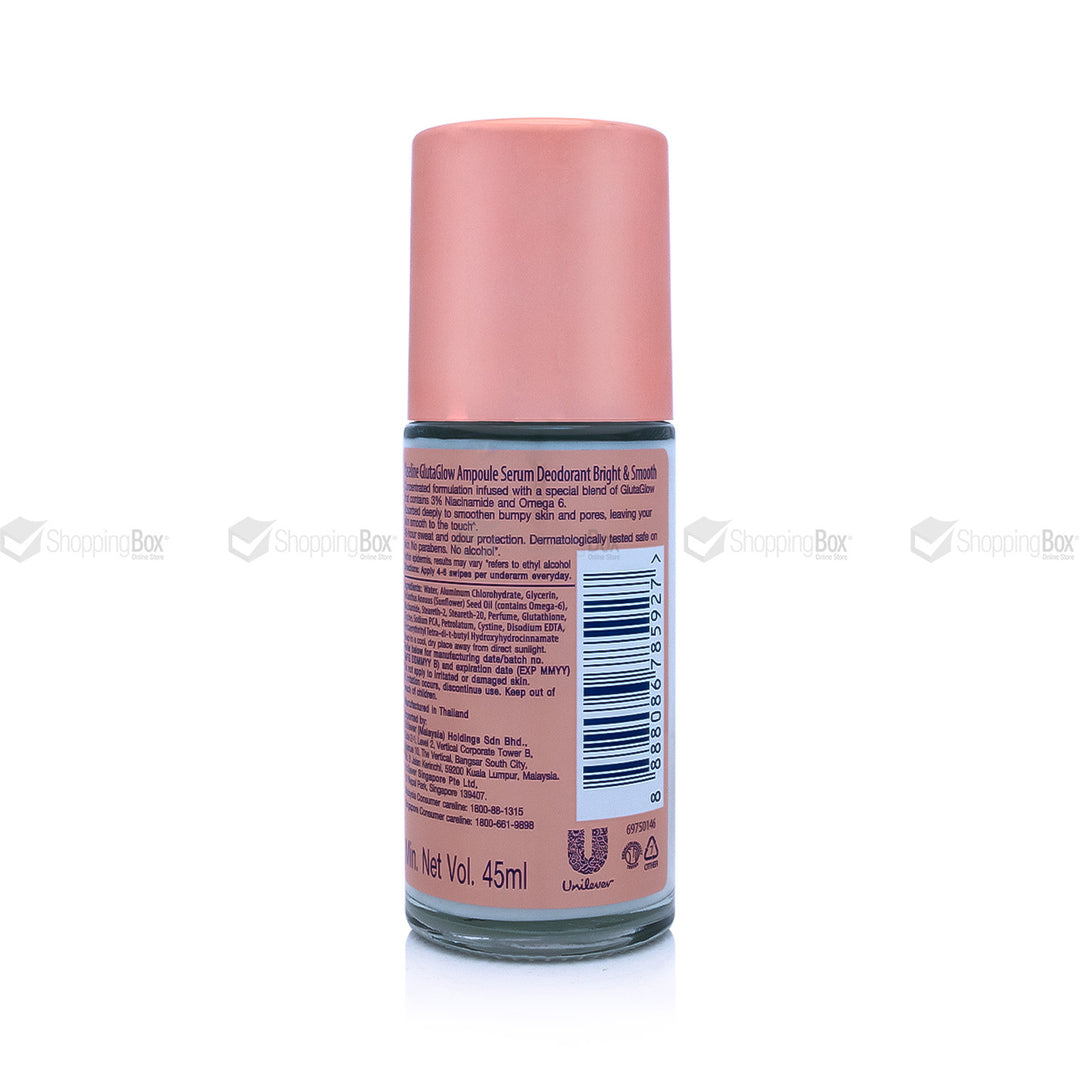 Back label showing ingredients, usage instructions, and Unilever details.